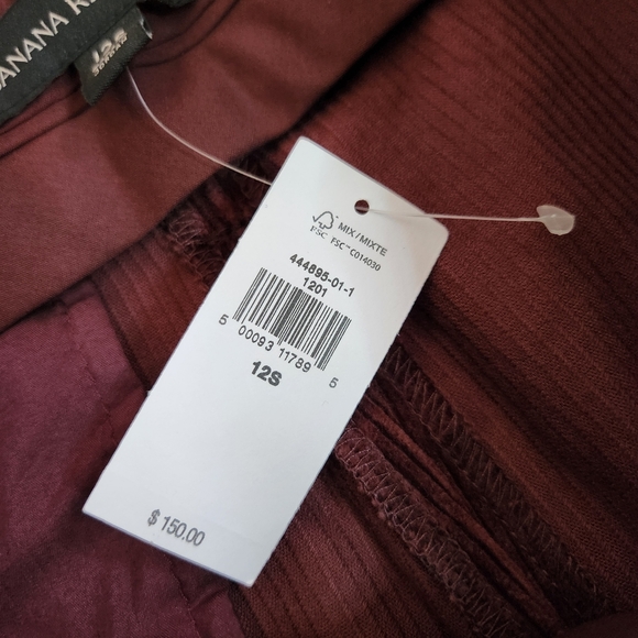 Banana Republic nwt Rivoli wide leg corduroy pants maroon size 12 short 12s - Picture 12 of 13